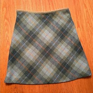 Plaid A-Line Wool Lined Mini Skirt
